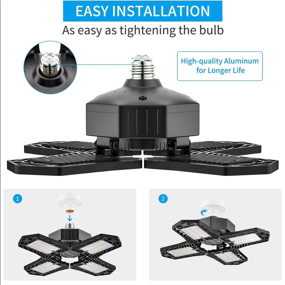 LED Garage Light, 120W 4 Leaf Ceiling Light - Picture 3 of 4